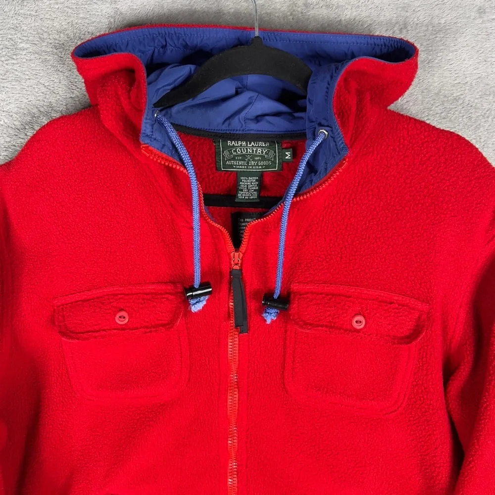 Vtg 90s Polo Ralph Lauren Country Medium Hi-Tech Sportsman Polartec Zip‎ Fleece